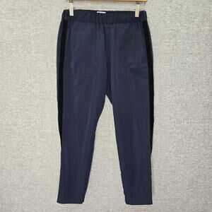NOBLE 31 NAVY PANTS WITH VELVET SIDE STRIP, SIZE M